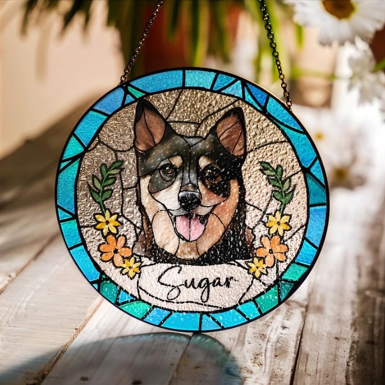 Custom Pet Portrait Stained Glass Suncatcher