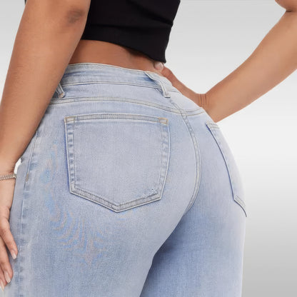 Stretchy Curve Hugging  Wide Leg Denim Jeans