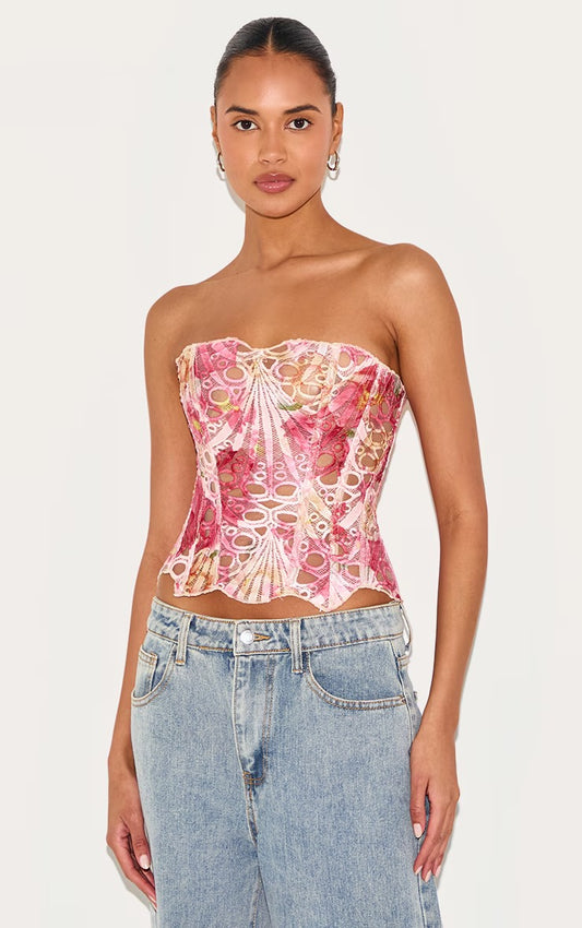 Sheer Floral Lace Corset