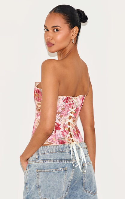 Sheer Floral Lace Corset
