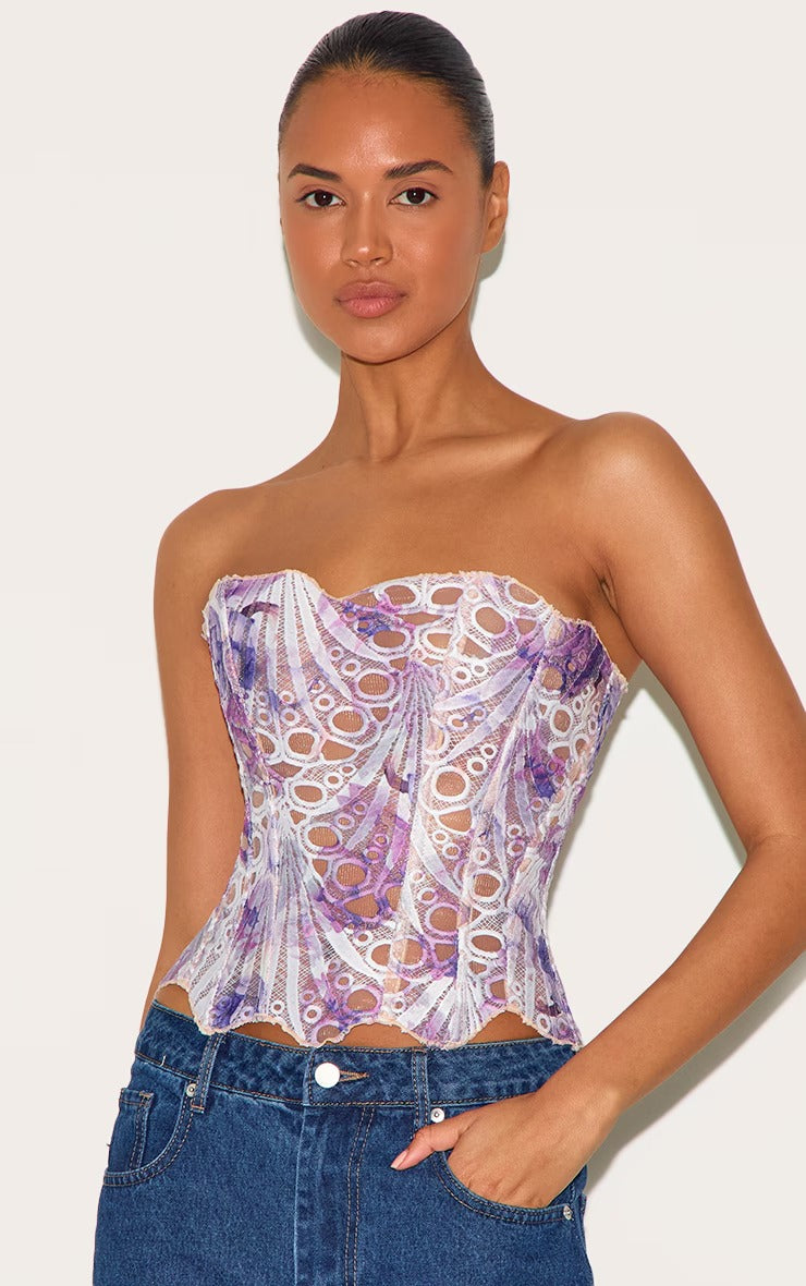 Sheer Floral Lace Corset