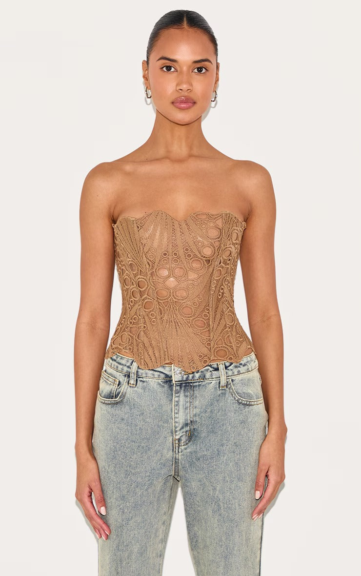 Sheer Floral Lace Corset