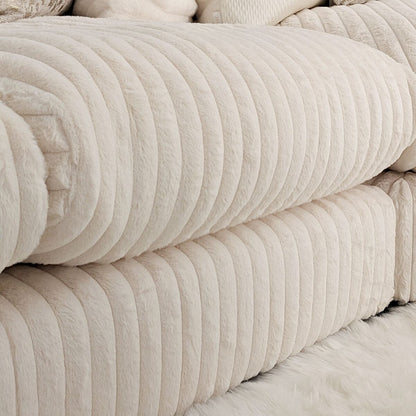 In Stock - Aspen Cream Chunky Ribbed Sofa Range - Large Corner Sofa