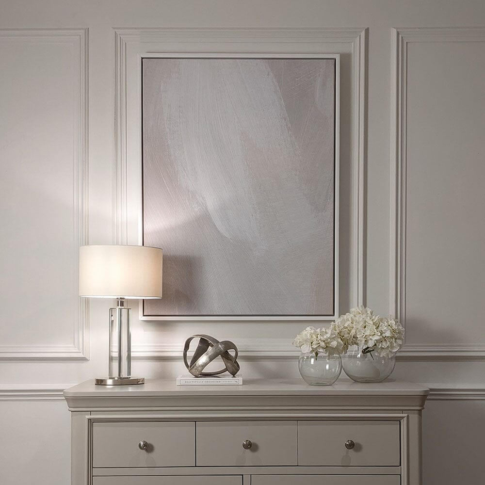 In Stock - Aurelie Neutral Abstract Canvas Wall Art - 100 x 75cm - White Frame
