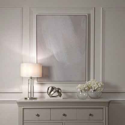 In Stock - Aurelie Neutral Abstract Canvas Wall Art - 100 x 75cm - White Frame