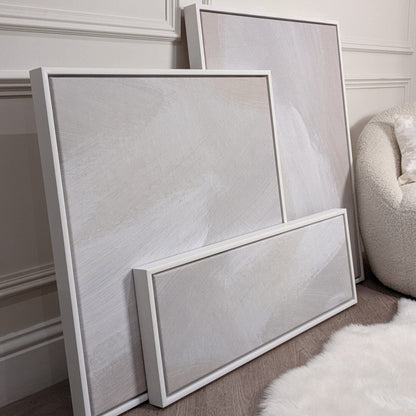 In Stock - Aurelie Neutral Abstract Canvas Wall Art - 100 x 75cm - White Frame