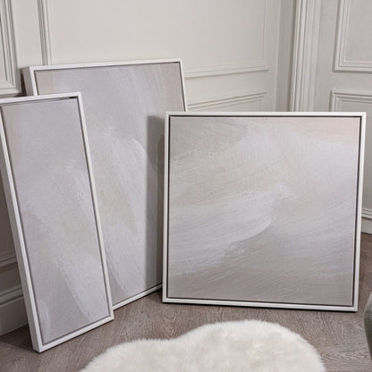 In Stock - Aurelie Neutral Abstract Canvas Wall Art - 100 x 75cm - White Frame