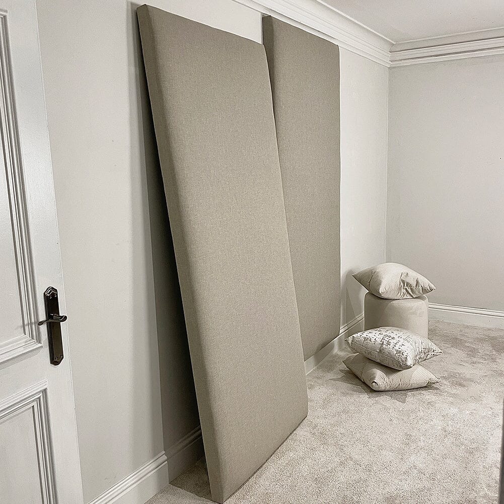 In Stock - Chambray Ash Greige Individual Padded Upholstered Double Width Wall Hanging Headboard Panel - 90cm