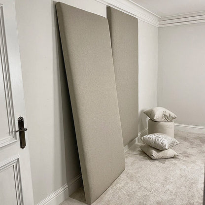 In Stock - Chambray Ash Greige Individual Padded Upholstered Double Width Wall Hanging Headboard Panel - 90cm