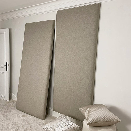 In Stock - Chambray Ash Greige Individual Padded Upholstered Double Width Wall Hanging Headboard Panel - 90cm