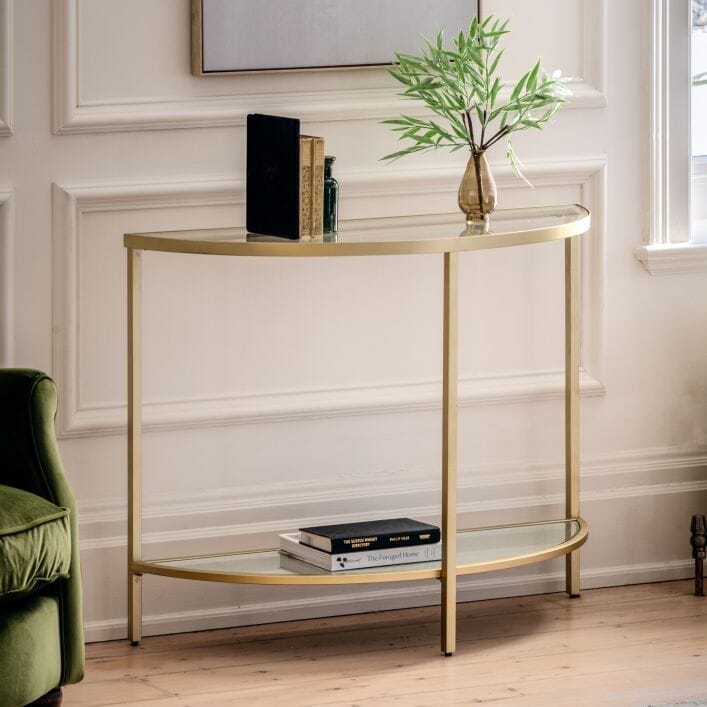 In Stock - Hamilton Champagne Metal Console Table