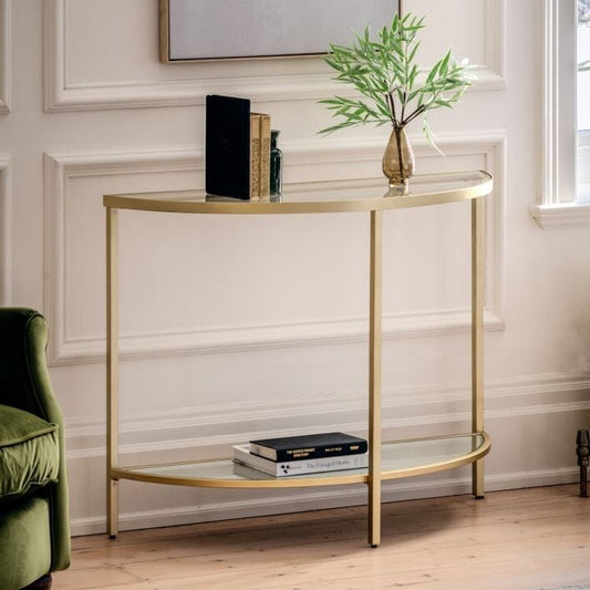 In Stock - Hamilton Champagne Metal Console Table