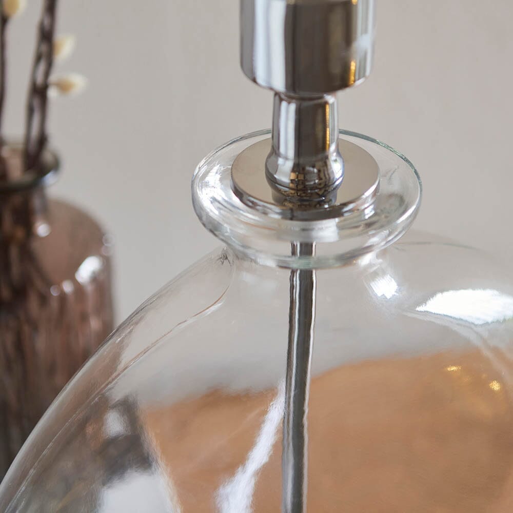 In Stock - Hiero Glass & Silver Table Lamp