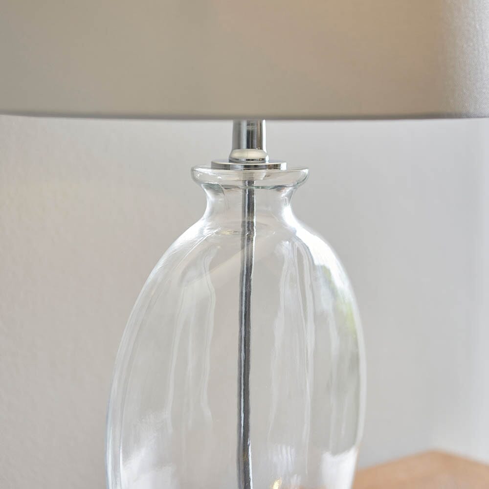 In Stock - Hiero Glass & Silver Table Lamp