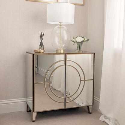 In Stock - Imani Luxury Mirrored & Gold 2 Door Cabinet