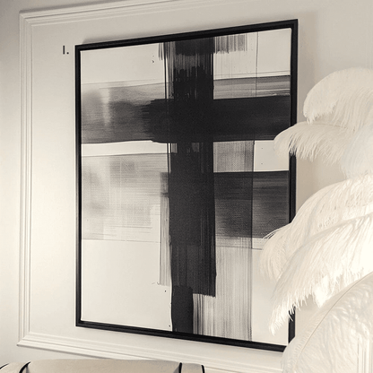 In Stock - Jackson Large Monochrome Framed Canvas Wall Art I - 100 x 75cm