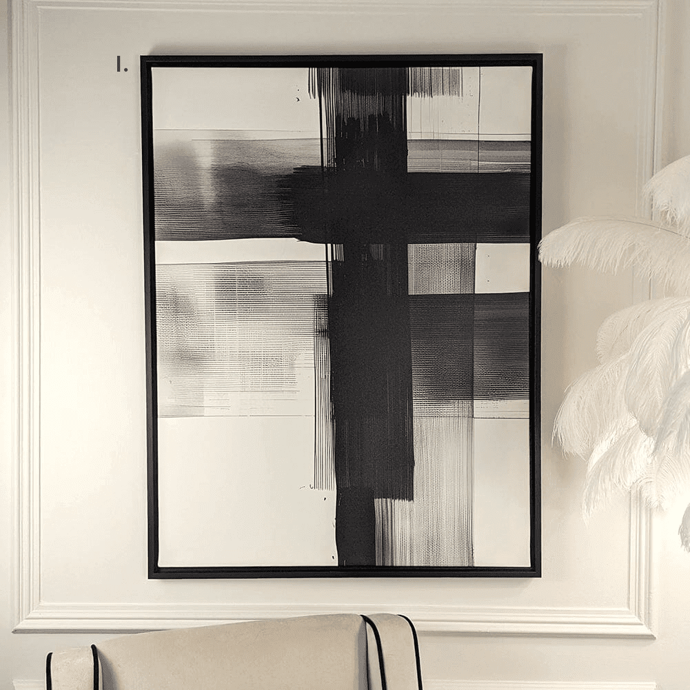 In Stock - Jackson Large Monochrome Framed Canvas Wall Art I - 100 x 75cm