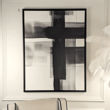 In Stock - Jackson Large Monochrome Framed Canvas Wall Art I - 100 x 75cm