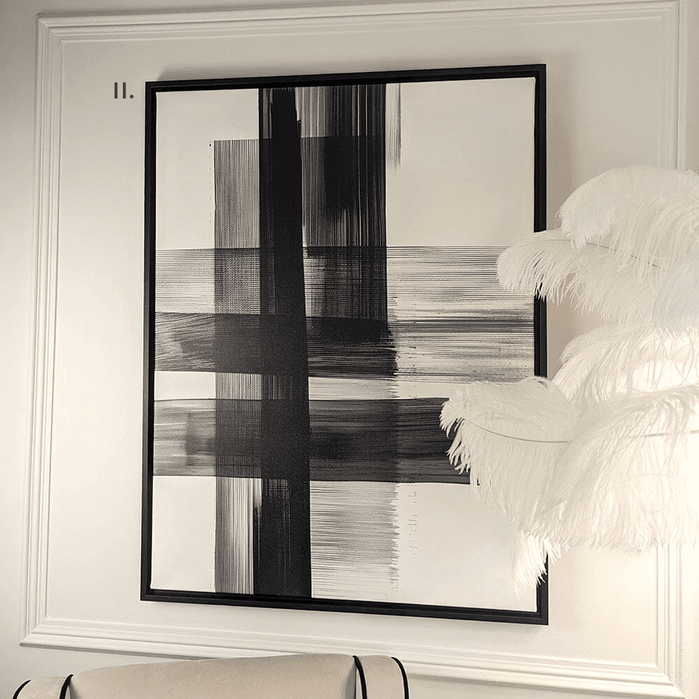 In Stock - Jackson Large Monochrome Framed Canvas Wall Art II - 100 x 75cm