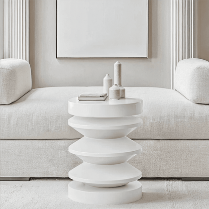 In Stock - Kamala White Abstract Side Table