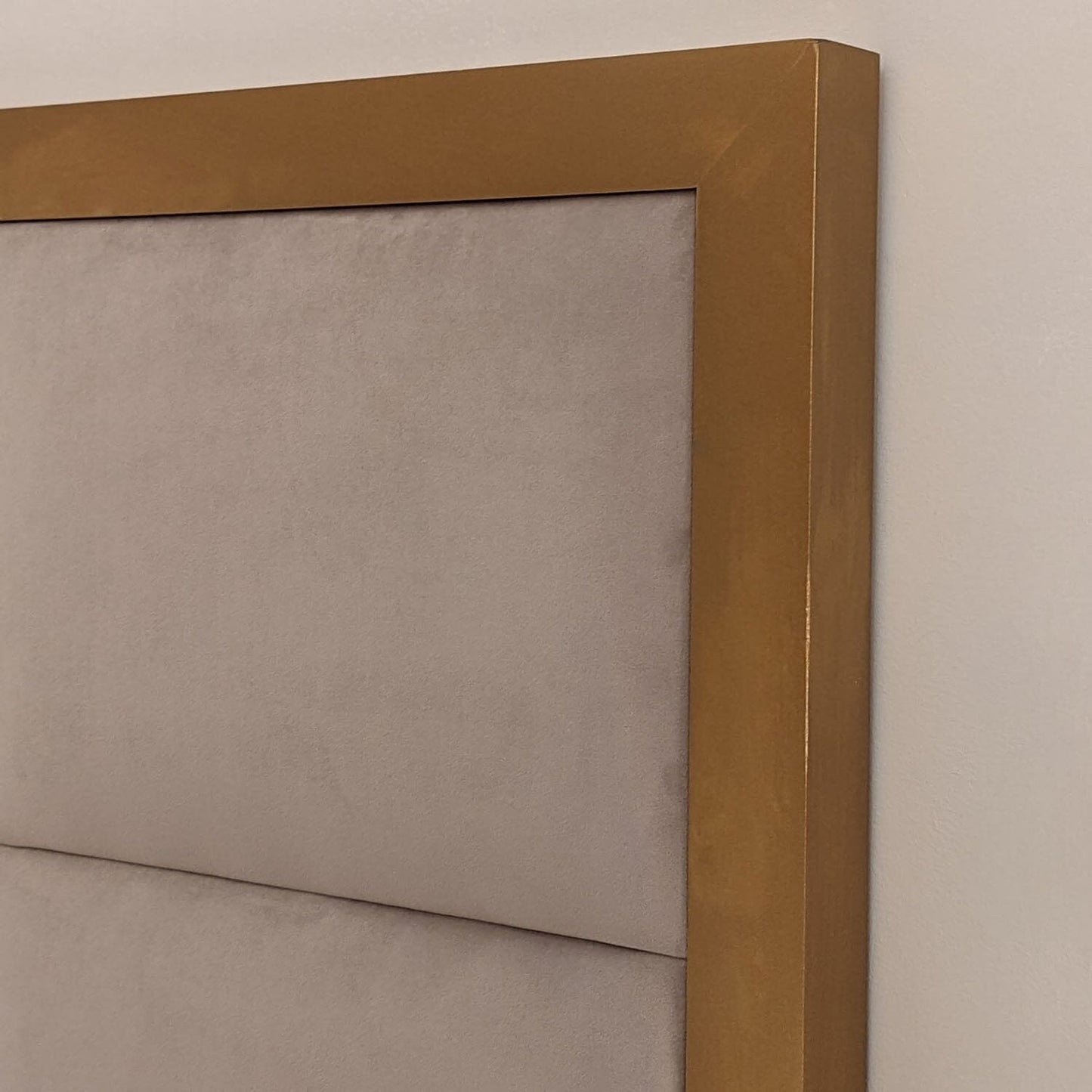 In Stock - Kensington Mink & Gold Premium Abstract Half Height Headboard - Super King