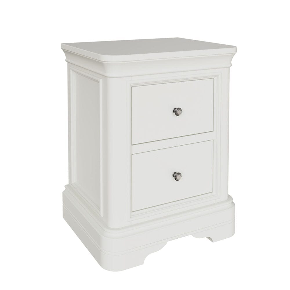 In Stock - Louvre White Wooden 2 Drawer Bedside Table