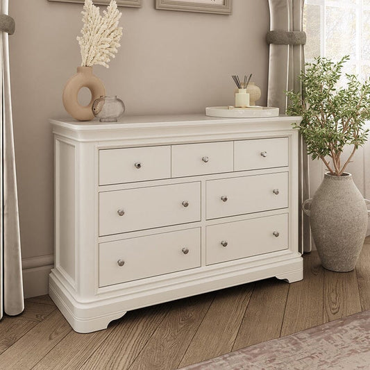 In Stock - Louvre White Wooden 7 Drawer Chest