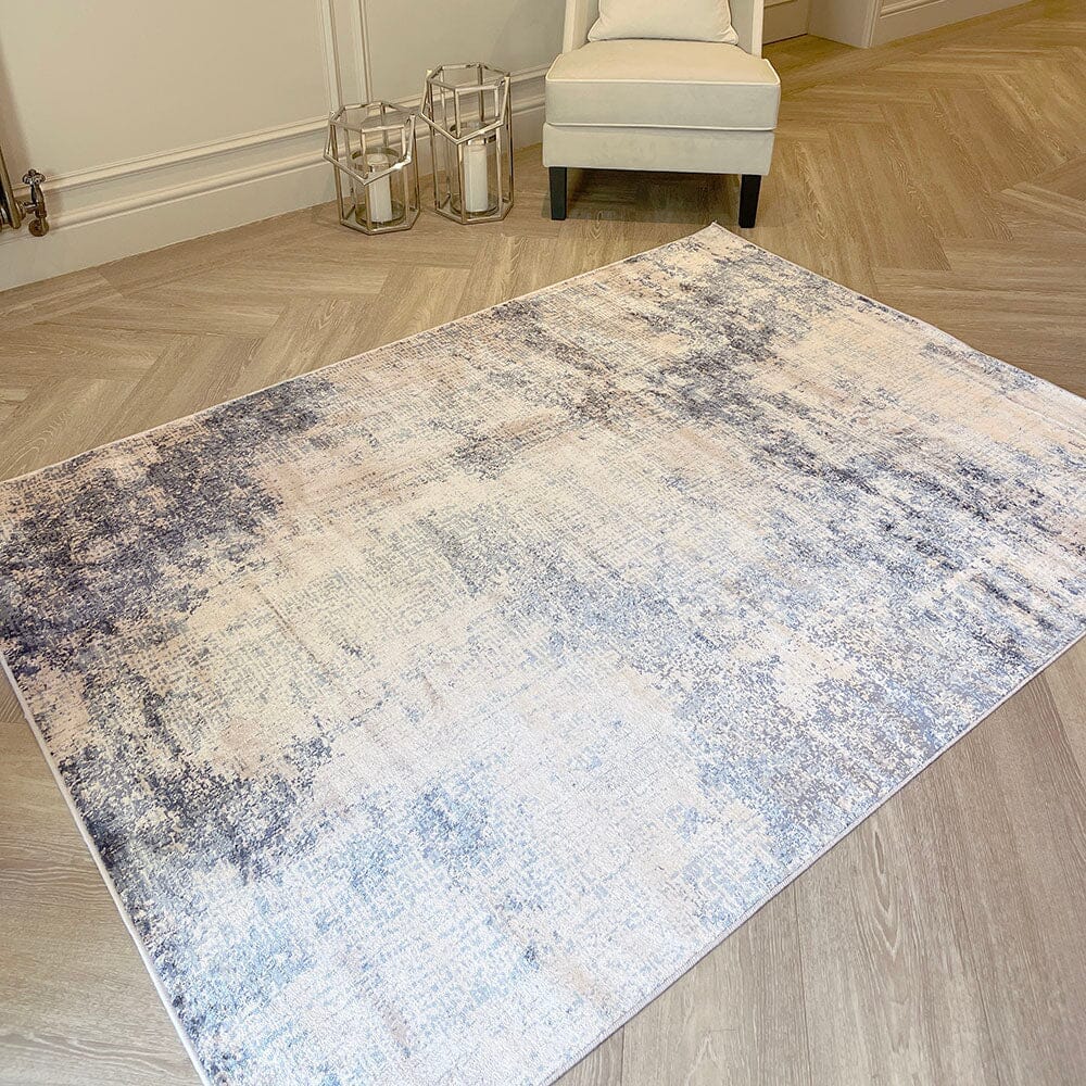In Stock - Margo Blue & Cream Abstract Rug - 119 x 180cm