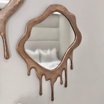 In Stock - Molten Gold Drip Large Abstract Mirror