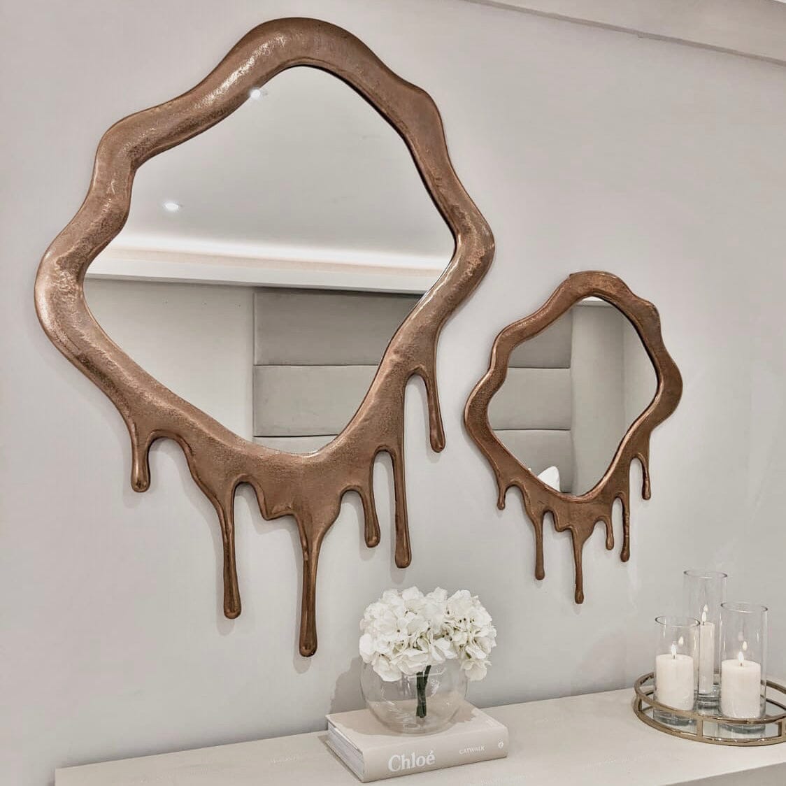 In Stock - Molten Gold Drip Large Abstract Mirror