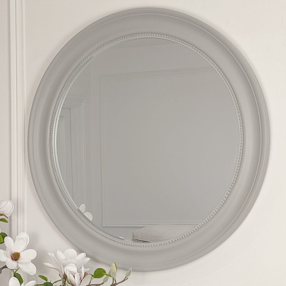 In Stock - Newark Grey Round Wall Mirror