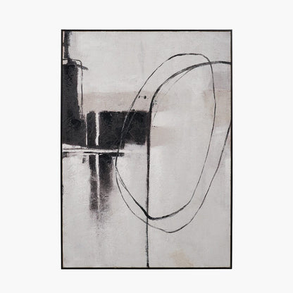 In Stock - Phoebe Monochrome Abstract Canvas Wall Art with Black Frame
