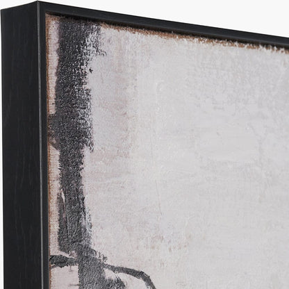 In Stock - Phoebe Monochrome Abstract Canvas Wall Art with Black Frame