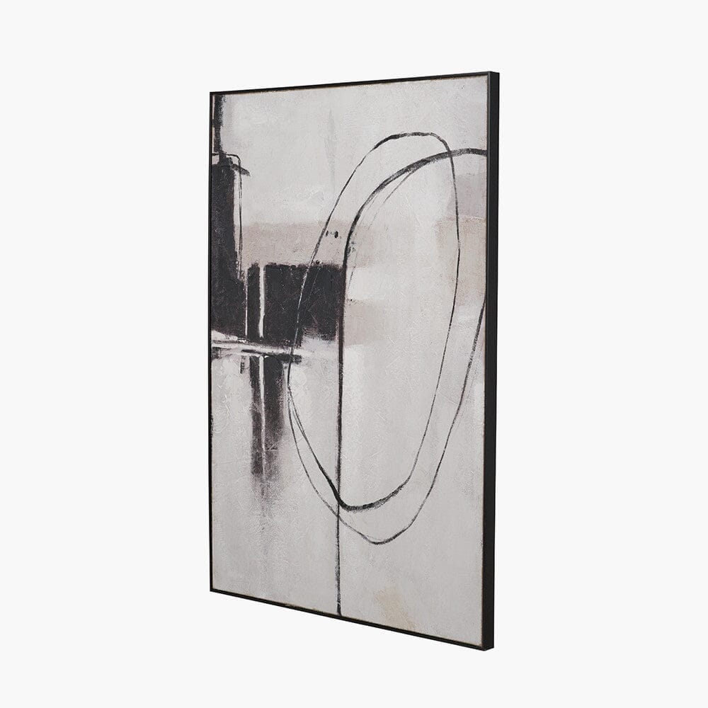 In Stock - Phoebe Monochrome Abstract Canvas Wall Art with Black Frame