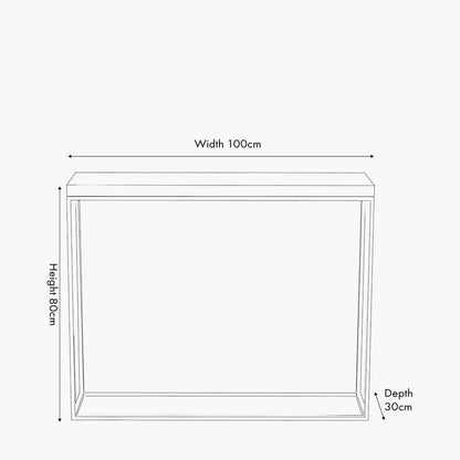 In Stock - Robyn Beige Granite & Gold Square Console Table