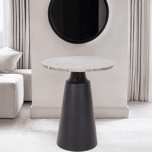 In Stock - Valiona Black & Marble Side Table