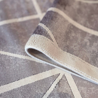 In Stock - Varenna Cream & Grey Geometric Patterned Rug - 120 x 180cm
