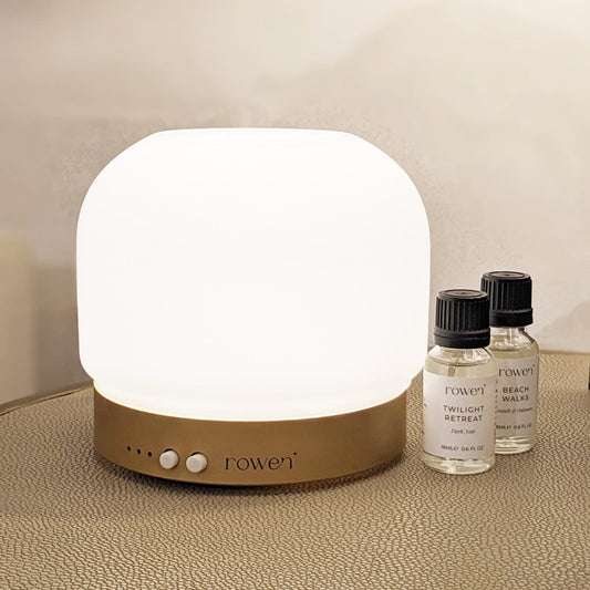 Jayla White & Gold Electronic Aroma Mist Diffuser Lamp