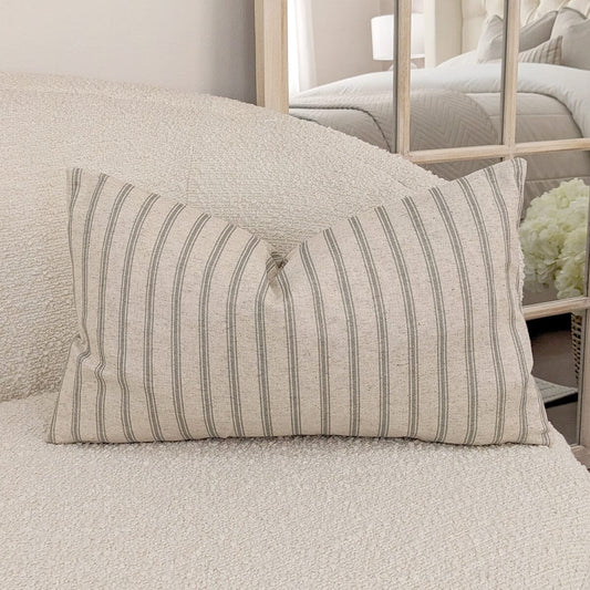Kashmira Sage Green Striped Bolster Cushion - 30x50cm