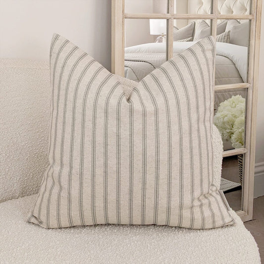 Kashmira Sage Green Striped Cushion - 50x50cm