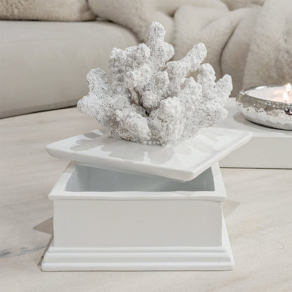 Kynance Square Faux White Coral Trinket Box