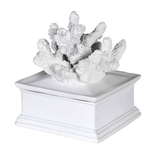 Kynance Square Faux White Coral Trinket Box
