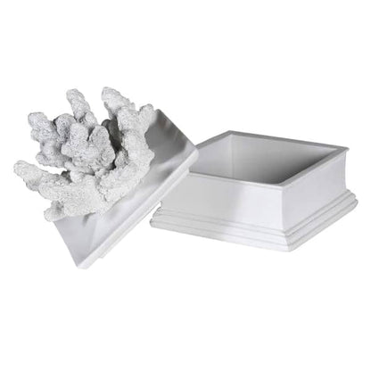 Kynance Square Faux White Coral Trinket Box