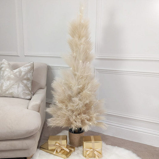 Large Decorative Faux Pampas Tree with LED Lights