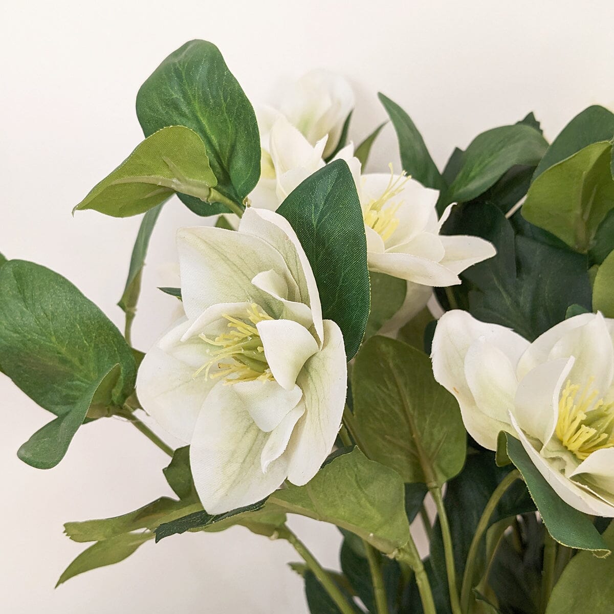 Large Faux White Hellebore Plant in Stone Pot