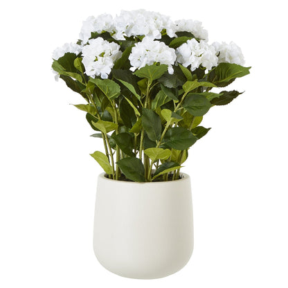 Large White Faux Hydrangea Potted Plant