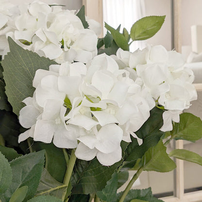 Large White Faux Hydrangea Potted Plant