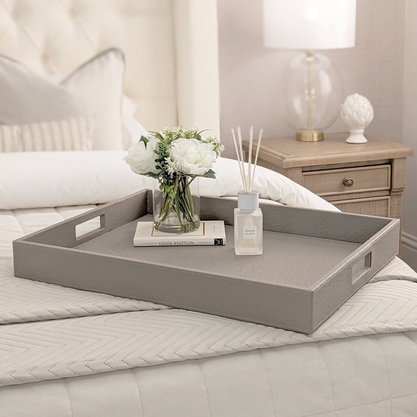 Larissa Luxury Mink Faux Ostrich Rectangular Tray