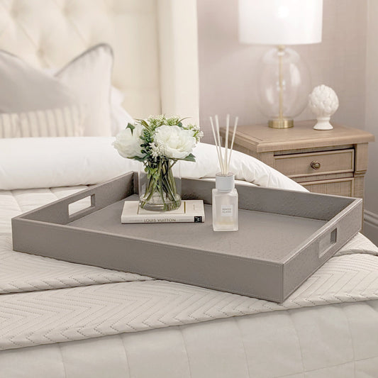 Larissa Luxury Mink Faux Ostrich Rectangular Tray