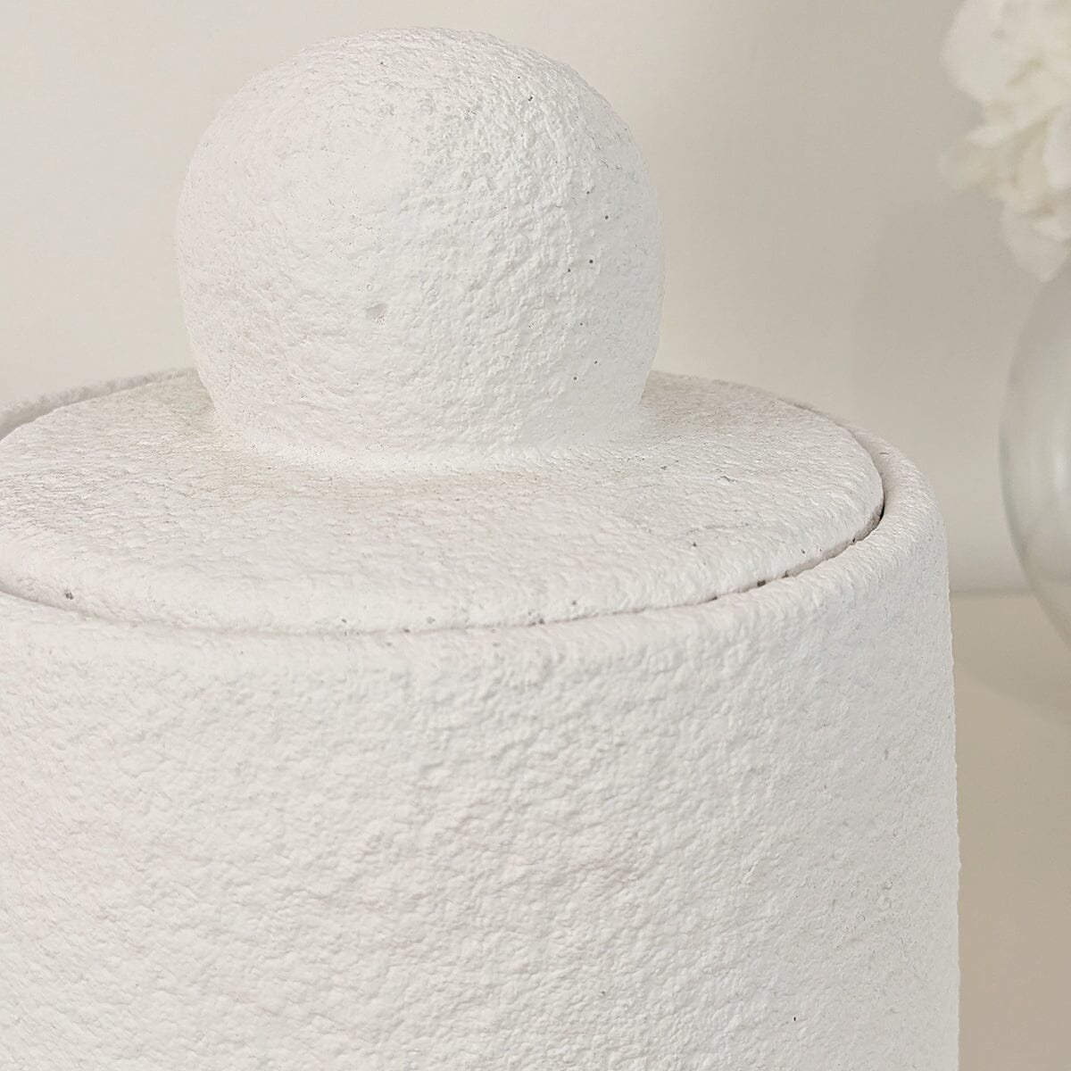 Laurel White Textured Decorative Jar